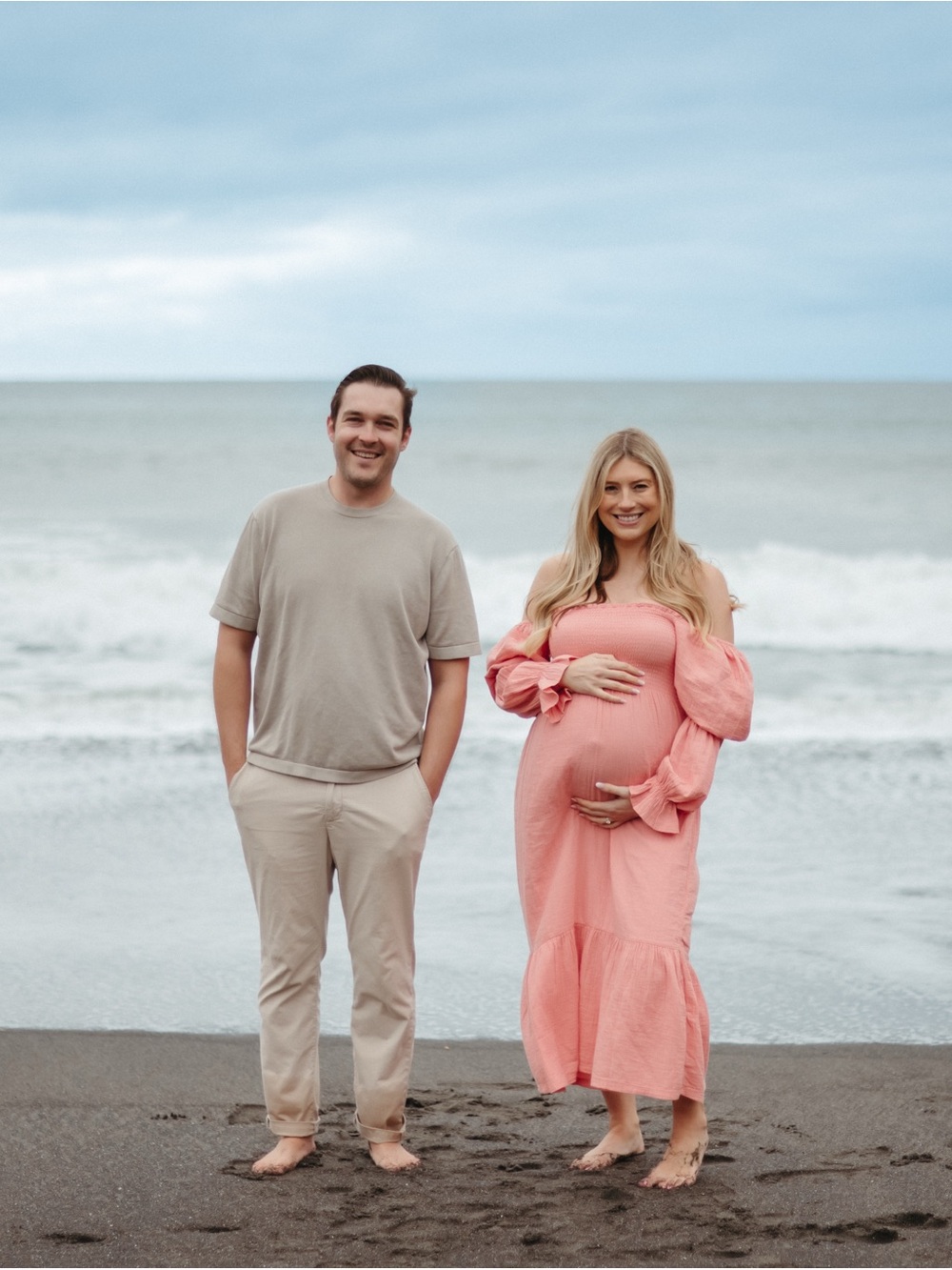 Quince Women's Smocked Bodice Long Sleeve Midi Maternity Dress - Coral pink - Picture 2 of 11